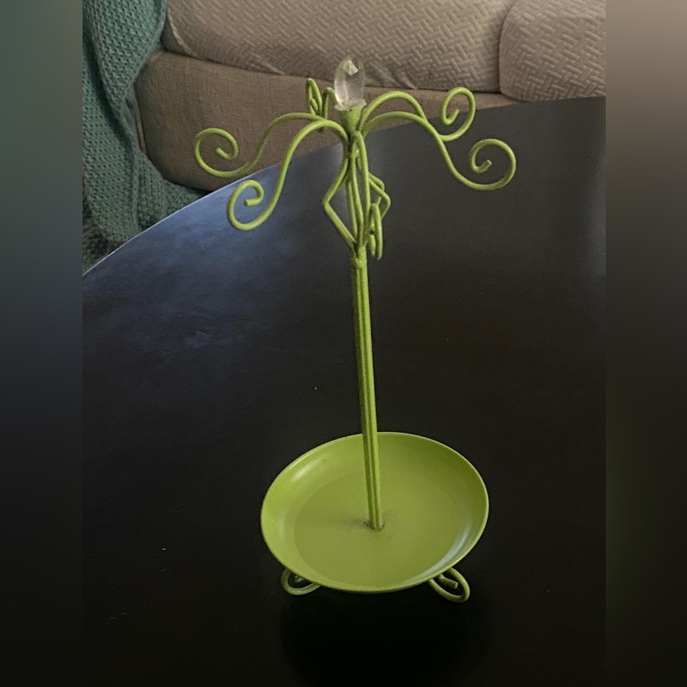 1980’s Green Decorative Jewelry Stand Holder 14” h